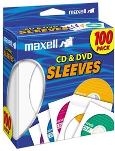 MAXELL 190133 CD/ DVD PAPER SLEEVE 100 PACK WHITE