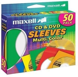 MAXELL 190134 CD 401 CD/ DVD PAPER SLEEVE 50PK CLRS