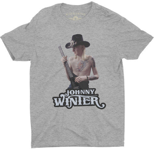 Johnny Winter - Johnny Winter Athletic Heather Gray Lightweight Vintage Style Cotton T-Shirt (Medium)