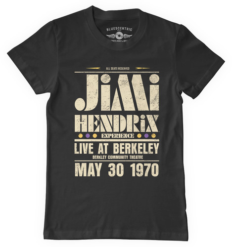 The Jimi Hendrix Experience - Jimi Hendrix Experience Live at Berkeley Community Theatre May 30 1970 Black Classic Heavy Cotton Style T-Shirt (Large)