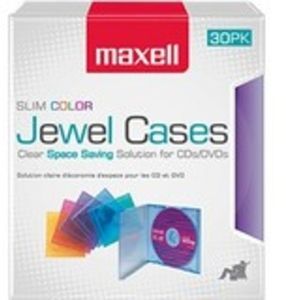 MAXELL 190153 CD/ DVD JEWEL CASES SLIM 30 PK COLORS