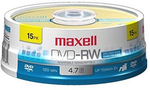 MAXELL 635117 DVD-RW DVD REWRITABLE DVD 15 PACK