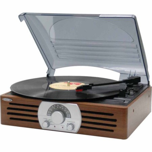 Jensen Jta222 Turntable 3 Spd Turntable Am/Fm Wood - Jensen JTA-222 Turntable 3-Speed (33/45/78 RPM) Turntable (AM/FM Receiver) Automatic With Built-In Speakers, AM/FM Radio Include