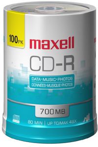MAXELL 648200 CD-R CD RECORDABLE 80 MIN 100 PACK