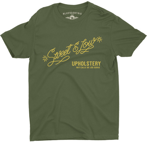 Cheech & Chong - Cheech & Chong Up In Smoke Sweet & Low Upholstery 1817 Calle De Los Sofas Green Lightweight Vintage Style T-Shirt (2XL)