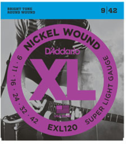 Daddario Exl120 Nickel Elec Gtr Str Super Lgt 9-42 - DAddario EXL120 Nickel Wound Electric Guitar Strings Super Light 942
