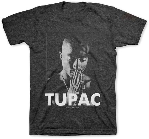 2pac - Tupac Shakur Praying Charcoal Unisex Short Sleeve T-shirt XL