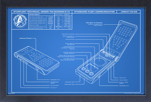 Star Trek: Discovery [TV Series] - Star Trek Discovery Communicator Blueprint 1 11x17 Framed Gel Coat Print