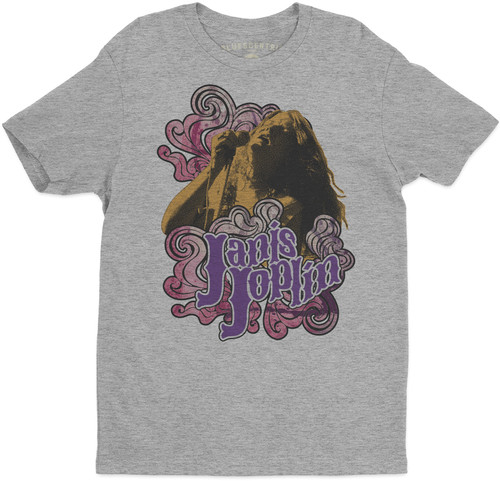 Janis Joplin - Janis Joplin Athletic Heather Gray Lightweight Vintage Style Cotton T-Shirt (2XL)