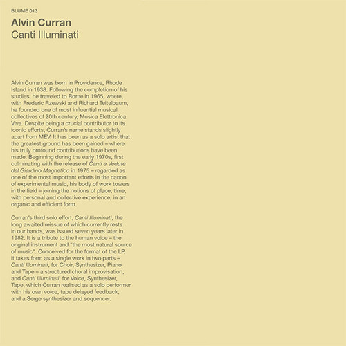 Alvin Curran - Canti Illuminati