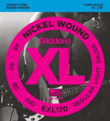 Daddario Exl170 Nickel Bass Gtr Str Lgt 45-100 - DAddario EXL170 Nickel Wound Bass Guitar Strings Light 45100 Long Scale